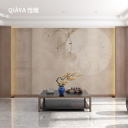 新中式轻奢客厅沙发电视背景墙壁纸，素雅复古墙面茶室墙布环保壁画