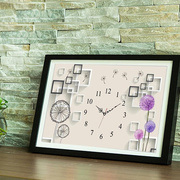 画钟表十字绣钻石钻客厅贴简约满时钟(满时钟，)5d餐厅现代蒲公英挂钟挂