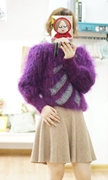 2022紫红色个性长毛名媛气质，复古皮草洋气毛绒绒(毛绒绒)马海毛毛衣