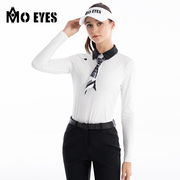 moeyes魔眼高尔夫服装女长袖，t恤秋冬配丝巾，弹力打底衫运动优雅