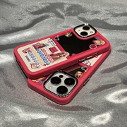 原创趣味玫红色芭比镜面手机壳适用于iphone15promax硅胶，软壳苹果11121314pro补妆镜面华为p60防摔保护套