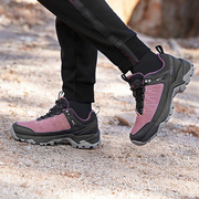 秋冬探路者女式徒步鞋四季皮面保暖防滑鞋子内里加绒透气登山