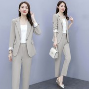 西装套装女2021春秋韩版时尚，小西服修身外套气质休闲两件套潮