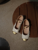HOME WORK原创设计师复古大头娃娃特殊牛皮拼色粗跟玛丽珍鞋