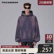 rocawear美式潮牌重工水洗加绒连帽，卫衣宽松休闲保暖外套，男女同款