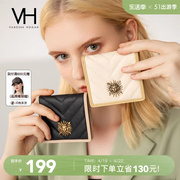 VH女包精致零钱包撞色牛皮短款钱包太阳神多卡位卡包便捷实用钱夹