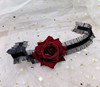 酒红色玫瑰花朵山茶花，蕾丝颈链锁骨链项链，女黑色甜妹透明弹性