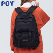 POY® 双肩包男大容量高中初中生大学生黑色电脑包男生背包女书包
