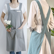 围裙日韩式复古时尚男女工作服2023纯棉厨房家用定制logo印字