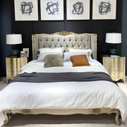 美式轻奢实木双人床现代简欧法式香槟床1.8米主卧高端奢华太子床