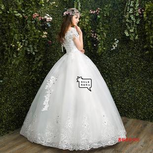 婚纱礼服2024新娘一字肩拖尾高腰遮肚法式轻纱赫本女一件代发