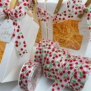圆波点草莓雪纱丝带缎带蛋糕鲜花束盒包装雪纺飘带装饰彩带绳