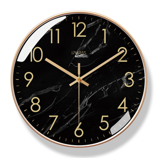 易普拉(易普拉)6278理石，纹理挂钟客厅钟表时尚艺术，时钟挂表静音扫秒石英钟