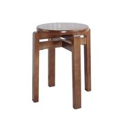 全实木凳子圆凳家用胡桃色餐厅凳可叠放椅子板凳时尚学生凳木头櫈