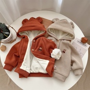 宝宝冬装加绒加厚外套0-2岁小童保暖毛衣婴儿秋冬外出服休闲卫衣1
