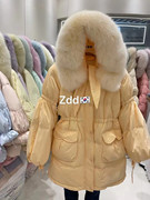 韩版羽绒服女2022中长款羽绒服女大毛领，甜美加厚白鸭绒(白鸭绒)外套