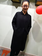 yun韫2021冬装女装翻领双排，扣长款空气棉外套韩版宽松女风衣