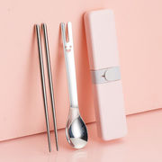 乐扣乐扣304不锈钢筷子勺子餐具，套装便携旅行餐具筷子两件套筷子+