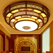 新中式吸顶灯圆形大厅中国风灯具办e公室实木尺寸大客厅主灯大灯
