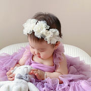 韩国百搭儿童发带婴儿，超仙珍珠花朵头饰宝宝满月百天花环发箍配饰