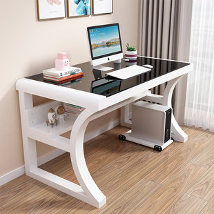 电脑桌台式家用现代简易钢化玻璃桌子办公桌学生书桌，写字台卧室桌