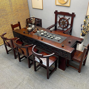 老船木龙骨茶桌椅组合实木，家具功夫大茶台茶具，套装一体办公室商铺