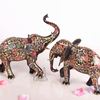 巴基斯坦铜器黑漆彩情侣大象动物手工艺术婚房家居铜制摆设旺财象
