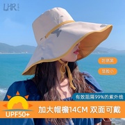 遮阳帽渔夫帽子女夏季大沿帽檐防晒遮阳遮脸防紫外线太阳帽潮