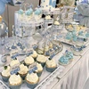 订婚蛋糕蓝色婚礼甜品台装饰雾霾蓝推推乐，蛋糕筒浅蓝色贴纸棒棒糖