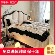 法式复古奶油风蝴蝶床现代简约1.8米真皮床双人轻奢主卧大床婚床