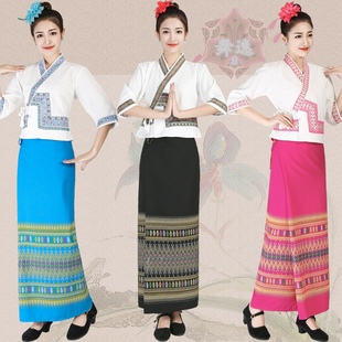 棉麻长袖西双版纳傣服装，傣族泼水节服饰泰国裹裙筒裙女套装