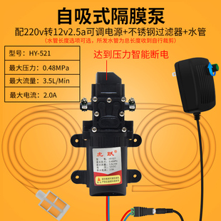 直流微型水泵12v自吸泵隔膜，高压洗车增压专用220v抽小水泵自吸式