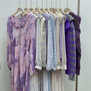 7开头紫色系2022年秋装，两件套长袖针织，雪纺连衣裙120