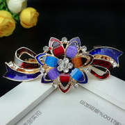 韩版复古镶钻发夹子，大水晶镂空花朵，横夹发饰品弹簧夹头饰盘发卡子