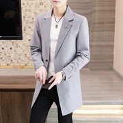 中长款风衣男士2023春秋季韩版修身小西装外套，男帅气薄款大衣