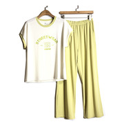 caser凯撒女士夏季天丝，空调棉短袖长裤，睡衣家居服套装bm02-f833