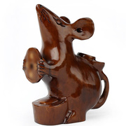 12十二生肖老鼠红木雕刻工艺品，摆件实木老鼠，木雕鼠客厅装饰品