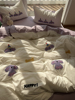 芋泥奶油风水洗棉毛巾，绣小狗四件套，1.5m1.8米公寓床单被套全棉三