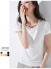 纯棉白色t恤短袖圆领，莫代尔女夏季2021年内搭纯色t上衣韩版潮