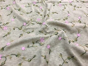 韩系甜美风 燕麦杂色底粉色刺绣弹力针织时装面料 卫衣套头衫布料