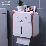 卫生间纸巾盒厕所纸置物架免打孔壁挂防水家用浴室抽纸卷纸筒卡通
