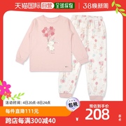 韩国直邮ORGANIC MOM内衣套装童装女粉红色全棉长袖兔子图案