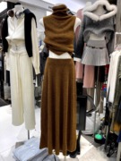 韩国东大门2024春季气质高领针织，背心半身长裙，流行两件套装女