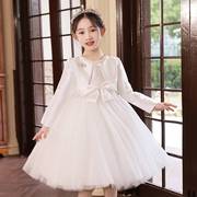 儿童粉色蓬蓬公主裙子花，童白色婚，纱裙女童礼服连衣裙套装表演出服