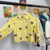 zzkids可爱卡通柠檬黄，拼色北极熊熊衬衫，男童女童