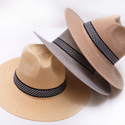夏季草帽男士遮阳帽，大檐防晒帽户外太阳帽，大沿钓鱼帽旅游沙滩帽