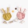 婴儿服装夏季纯色宝宝连身衣春秋连身衣，夏背带(夏背带，)假两件三角爬哈衣