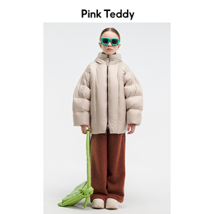 pinkteddy童装极简儿童羽绒服，冬季保暖女童装，蝙蝠袖加厚外套