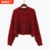 红色毛衣早春2024年新女装(新女装，)洋气上衣针织开衫减龄漂亮外套低领