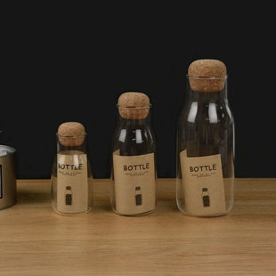 日式软木塞玻璃瓶，透明密封罐储物瓶茶叶罐咖啡罐，家用收纳储物罐